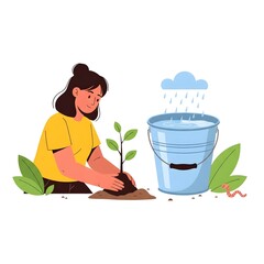 man watering plants