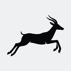 Silhouette leaping gazelle antelope wildlife animal running silhouette vector illustration