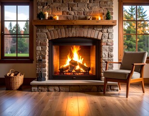 Cozy fireplace with warm ambiance