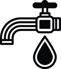 Beautiful Black Water Conservation Vector Illustration Silhouette
