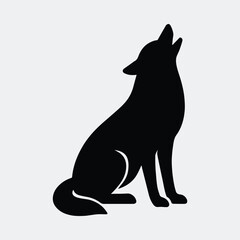 Silhouette of howling wolf majestic animal vector illustration