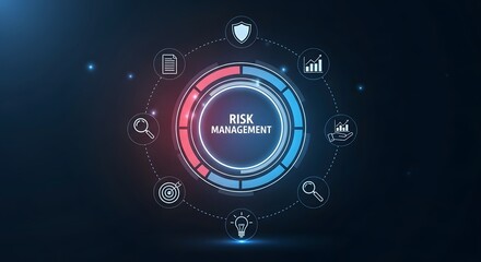 Futuristic digital interface with glowing neon lights and data visualizations