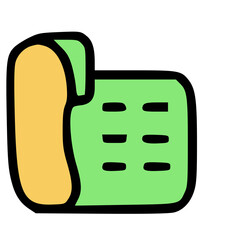 Colorful cartoon illustration of a vintage telephone.