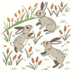 easter bunny with easter eggs