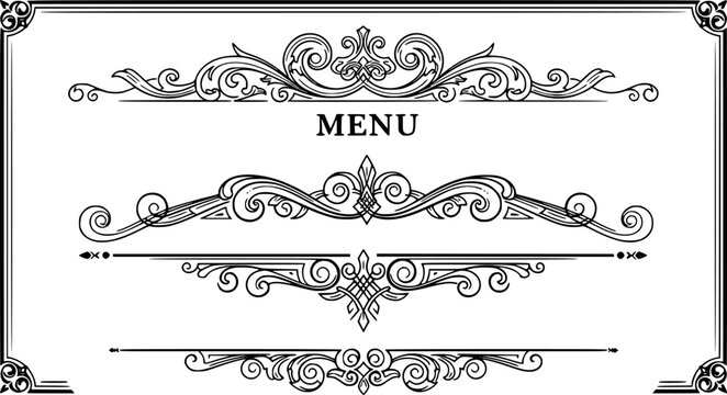 Calligraphy filigree lines Text dividers, vintage Flourishes decorative Scrolls, wedding Ornate, fancy elegant page Separators design elements, Header Swirls menu card,s Ornamental Border