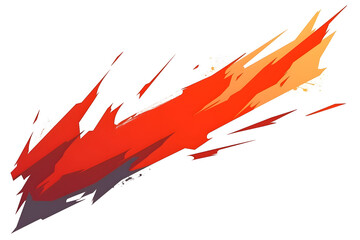 Dynamic Red and Orange Streak with Sharp Edges on White Background.