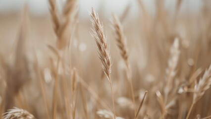 Fototapeta premium Wheat Grain Crop in Field: Close-up of Organic Agriculture and Harvest in Rural Landscape