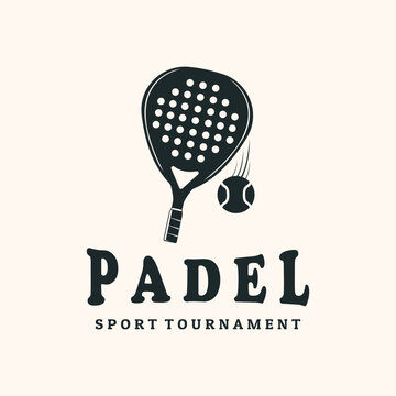 padel sport vintage logo vector minimalist illustration design, sport club padel symbol design