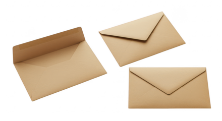 Brown Envelopes Set: A neat collection of brown envelopes, each showcasing its unique form and presentation.