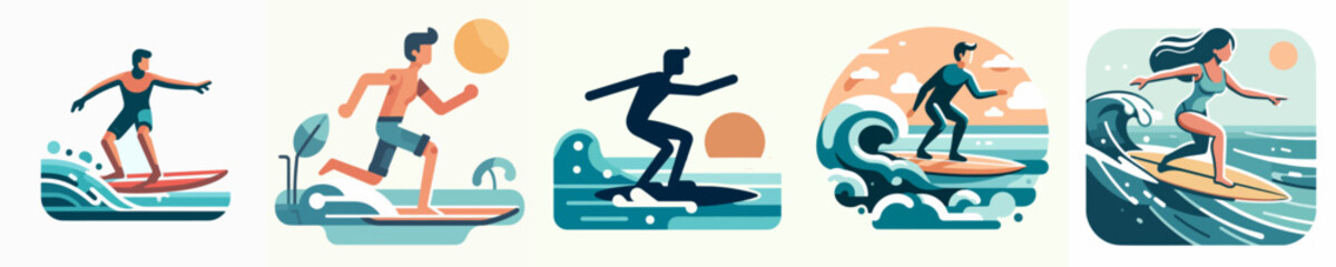 vector of a person surfing on the sea