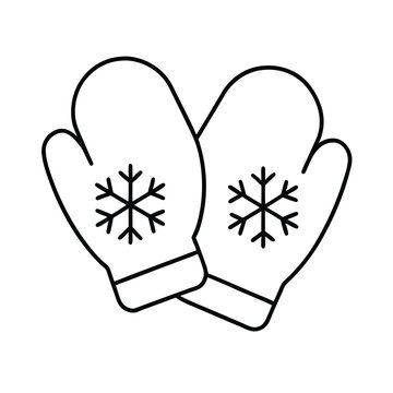 black and white mittens with snowflakes clip art preview
