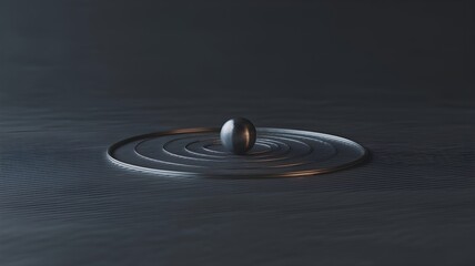 3D Render of a Metallic Sphere with Concentric Rings, Precision