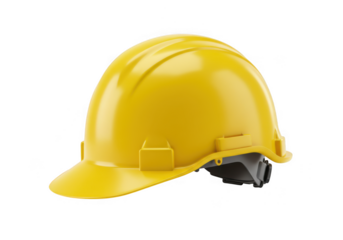 Yellow hard hat safety helmet isolated on transparent background