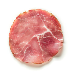 Thinly Sliced Cured Meat on White Background