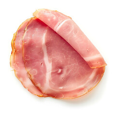 Slices of Delicately Cured Ham Isolated on White Background