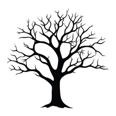 Obraz premium Vector art of bare tree silhouette isolated on white background