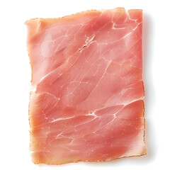 Thinly Sliced Cured Ham on White Background