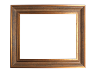 Old golden vintage photo frame on a white background, space for text or image