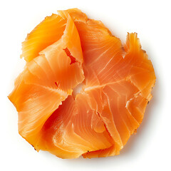 Thinly Sliced Smoked Salmon on White Background