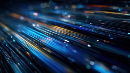 Abstract image showcasing dynamic streams of light in vibrant colors, representing data transmission and innovation.