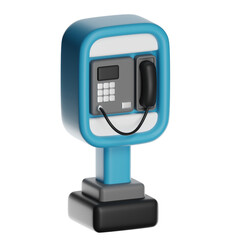 3d public phone booth standing on a transparent background