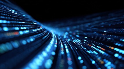 Abstract representation of digital data flowing in vibrant blue waves, symbolizing connectivity and innovation.