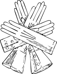 Vintage Crossed Gloves Illustration