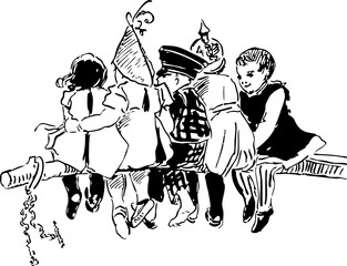 Vintage Children Sitting Together