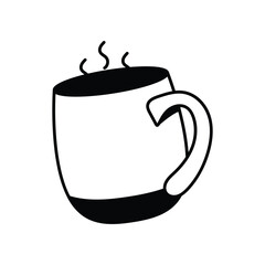 Mug with Steam glyph icon with white background vector stock illustration