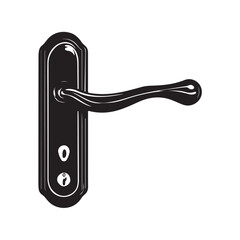 This cool door handle silhouette vector illustration with black and white minimalist design is suitable for technical needs, architectural design, icons, infographics, and isolated on a white backgrou