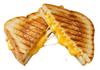 Delicious grilled cheese sandwich isolated on transparent background