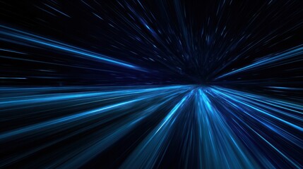 Fototapeta premium Futuristic blue light trails convey a sense of speed and advanced technology in a digital world.