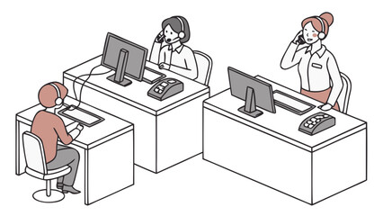 "Call Center Customer Support Service Concept - Vector Illustration Isolated"