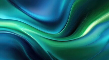 Fototapeta premium Smooth flowing waves of blue and green create a mesmerizing abstract background for design projects.