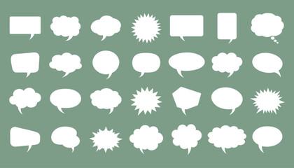 Set of text bubbles, chat boxes, message box outlines, vector illustrations.