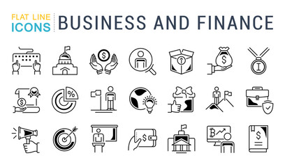 Flat Line Icons Business and Finance vector illustrator