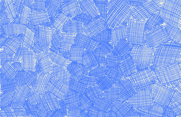 Hand drawn blue pencil cross hatching texture. Art pencil texture different shapes. Doodle and sketch style. Blue background graphite pencil hatching. The color of the light sky and sea water.