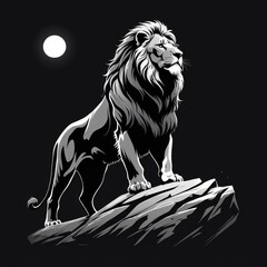 lion on black background