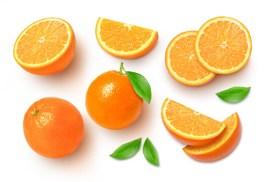 set of orange fruits isolated