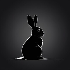 black rabbit on black background