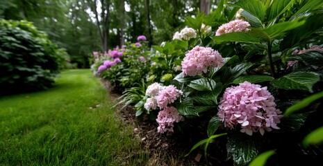 Obraz premium A vibrant garden with a variety of beautiful flowers and plants