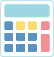 Colorful Calculator Illustration with Rounded Square Buttons and Display.