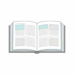 Open Book Illustration with Lined Pages Rectangular Boxes and Soft Colors.