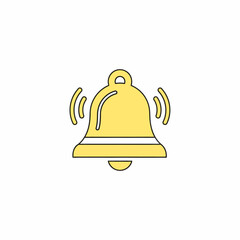 Vibrating yellow bell icon with black outline indicating a ringing notification alert.