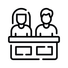 Premium linear icon of jury members in courtroom