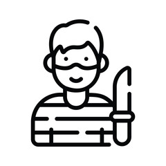 A modern outline icon of masked murderer figure