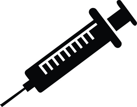 Medical syringe vector icon, Silhouette of Medical Syringe
