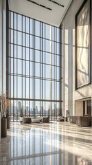 Modern Lobby Interior With City View