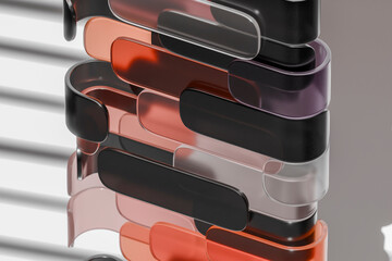 3D abstract geometric transparent glass shapes background