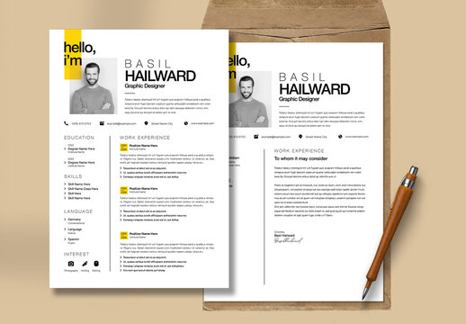 Professional Resume Layout With Yellow Accent